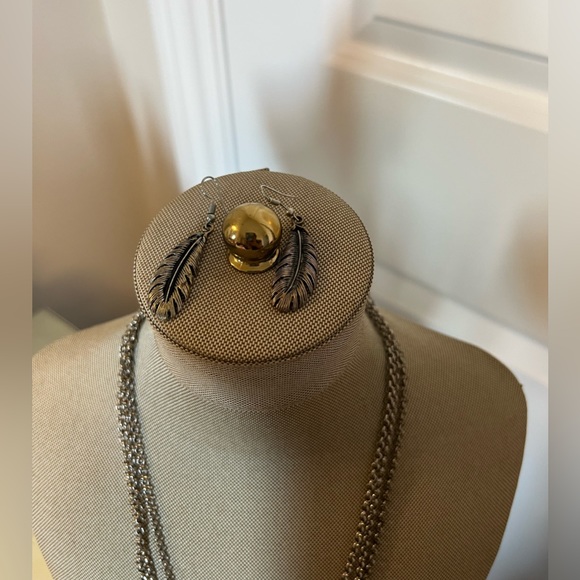 dream catcher-leaf necklace and earrings - Picture 3 of 4